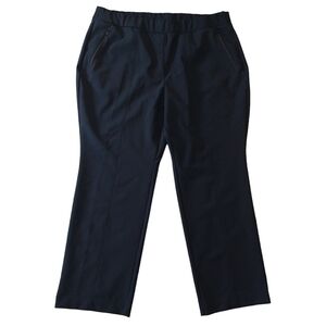 Lane Bryant Black Pull On High Rise Straight Leg Pants Zipper Pockets Career